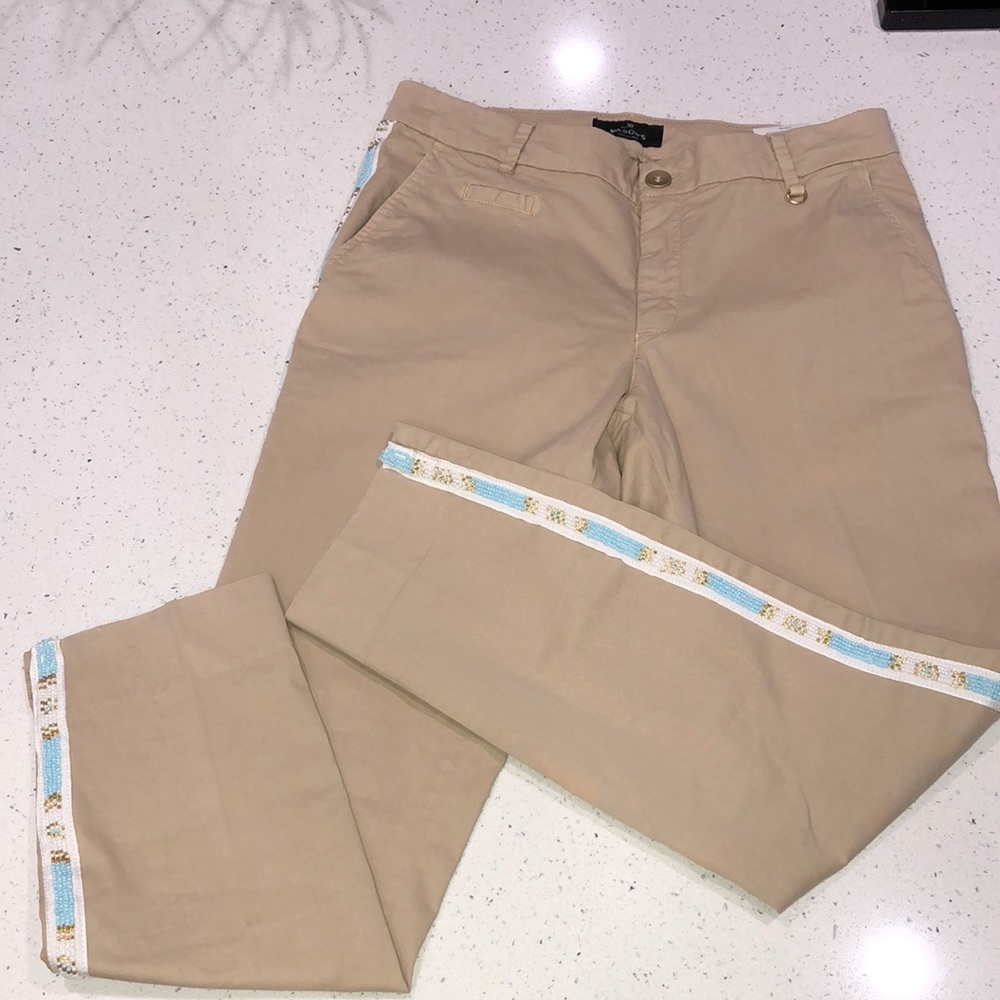 Masons Jacqueline beaded Southwest Capri Chinos tan small